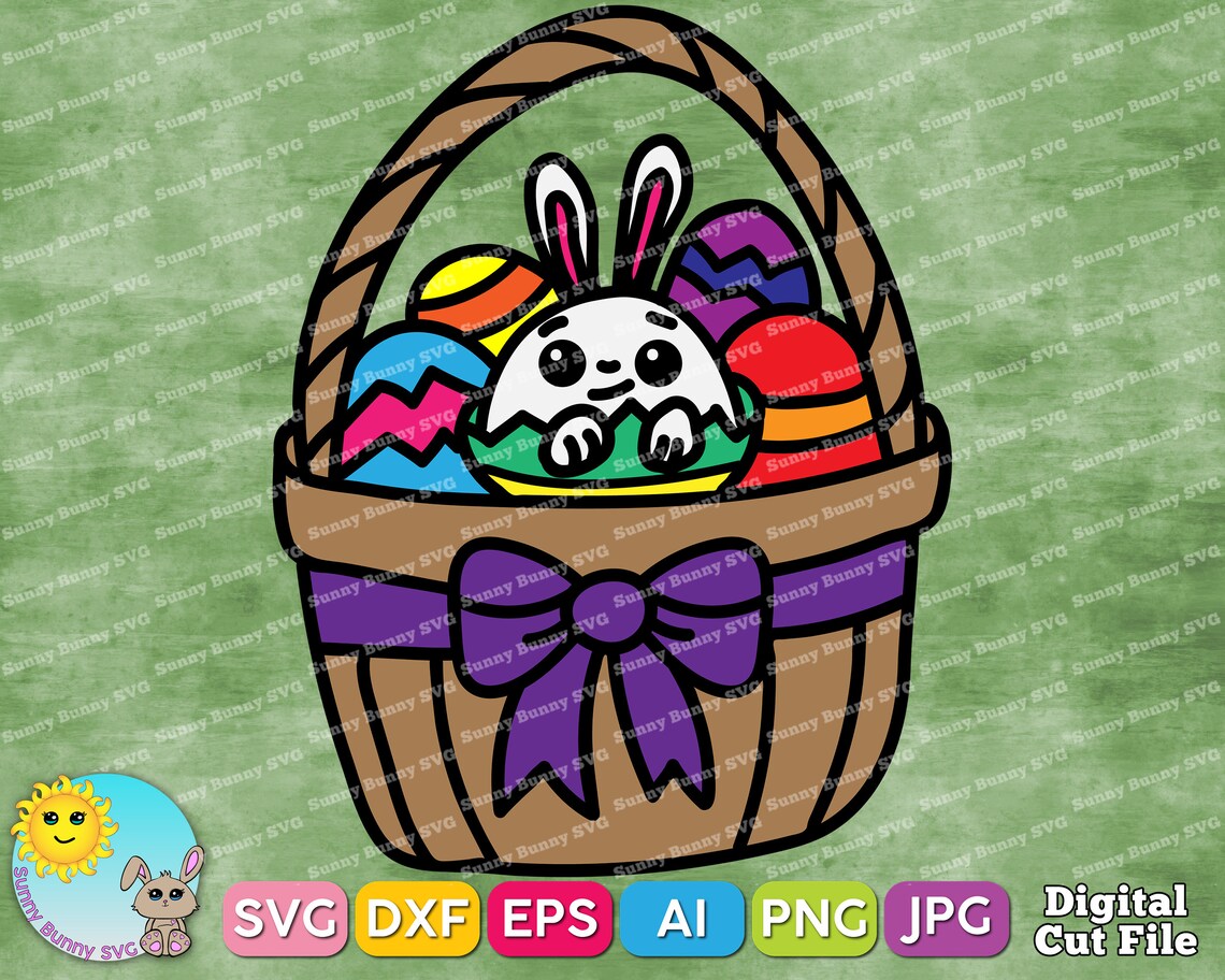 Easter basket svg easter bunny svg easter eggs svg dyed | Etsy