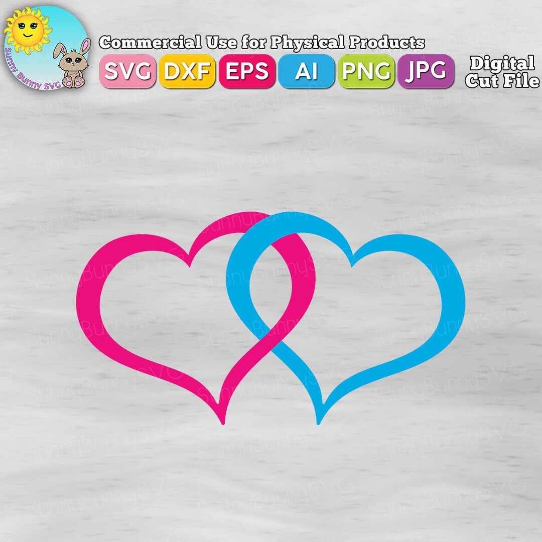 Interlocking Hearts Svg Linked Hearts Svg Joined Hearts - Etsy