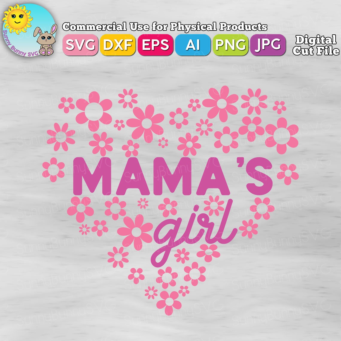 Mamas Girl Svg Mothers Day Svg Flower Heart Svg Mommys Etsy