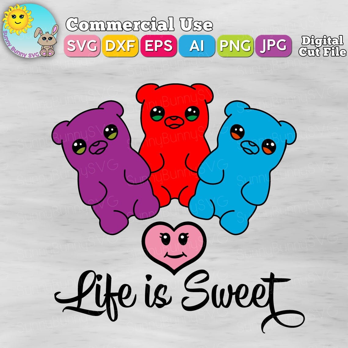 Download Life is sweet Gummy Bears SVG gummie candy cute kawaii | Etsy