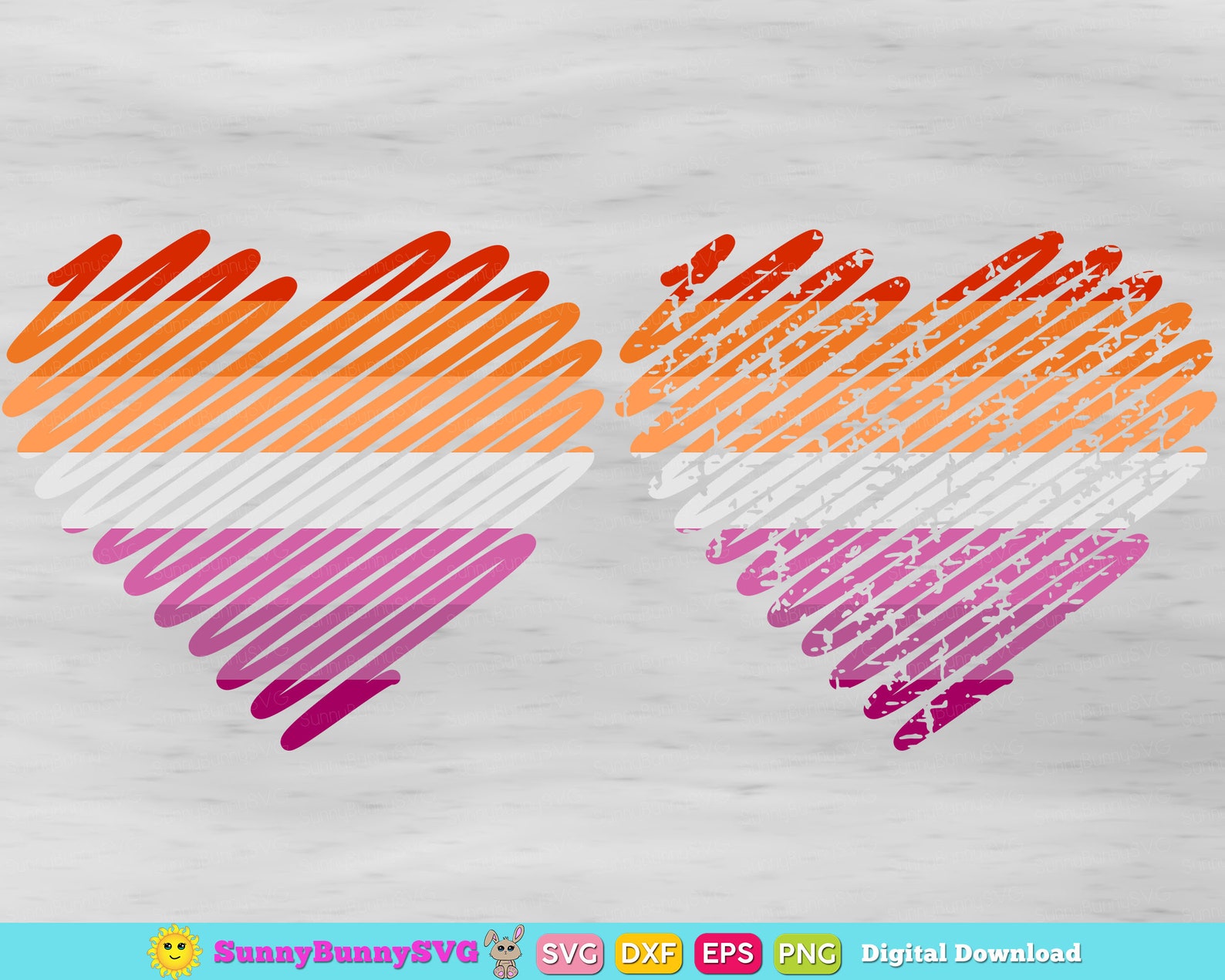 Lesbian Pride Scribble Heart SVG Bundle LGBTQ Svg Pride SVG Rainbow Svg ...