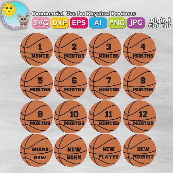 Basketball Baby Milestones SVG Sports Svg Baby Months Svg Etsy