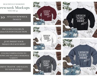 Crewneck Mock Up Sweat Shirt Download Gildan 18000 Blanks Etsy