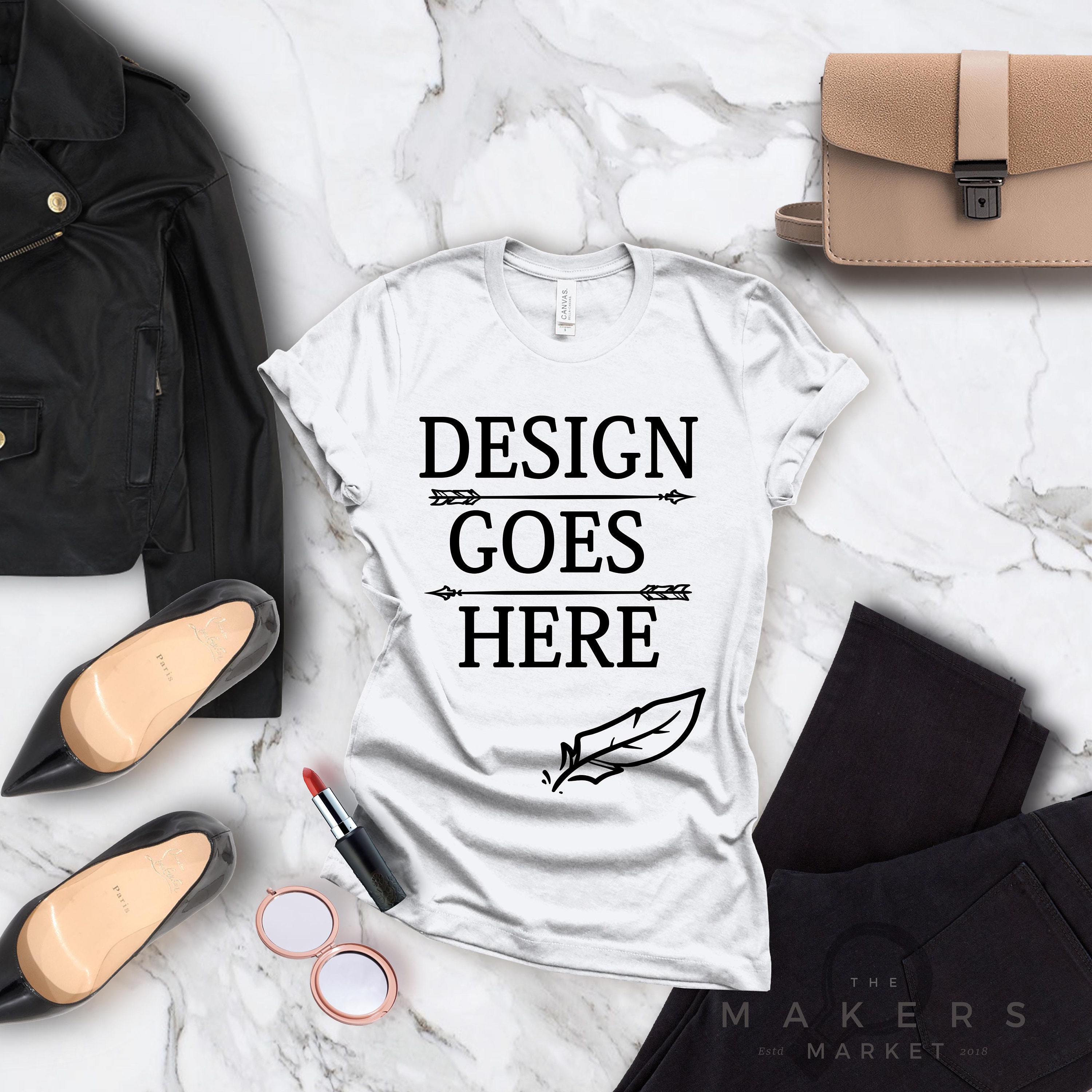 Download White Adult T-Shirt/ T-Shirt Mock-up Bella Canvas T-Shirts ...