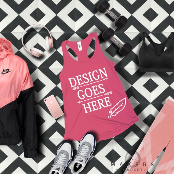 Hot Pink Tank Mock Up Next Level Tanks Next Level 6733 Etsy