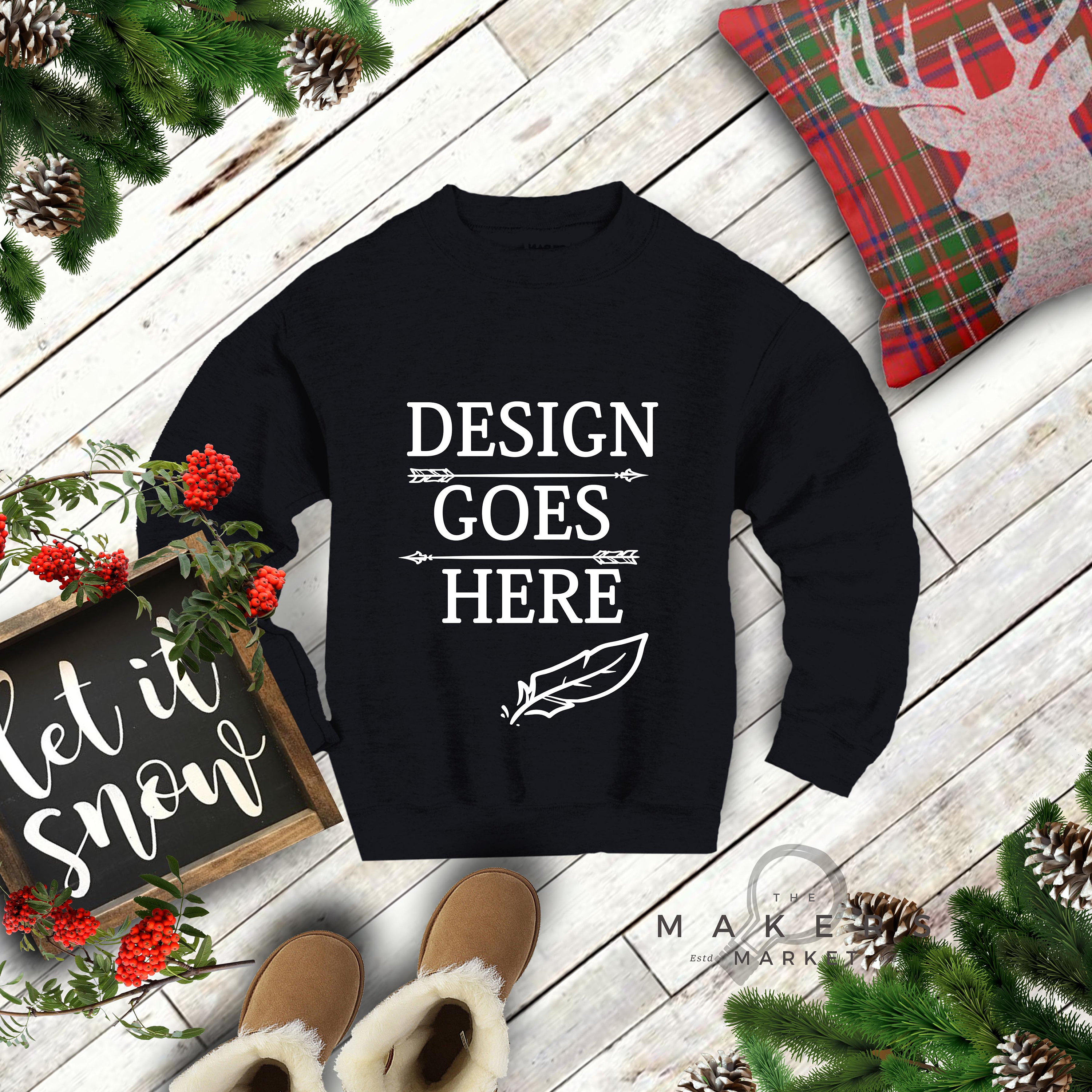 Download Black Crew Neck Mock Up Sweatshirt Download Gildan 18000 Etsy