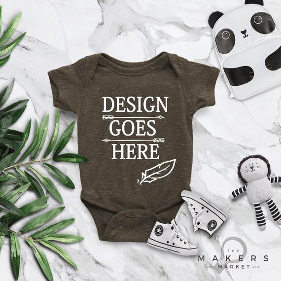 Olive Triblend Bodysuit Mock Up Bella Canvas Bodysuits 134b Etsy