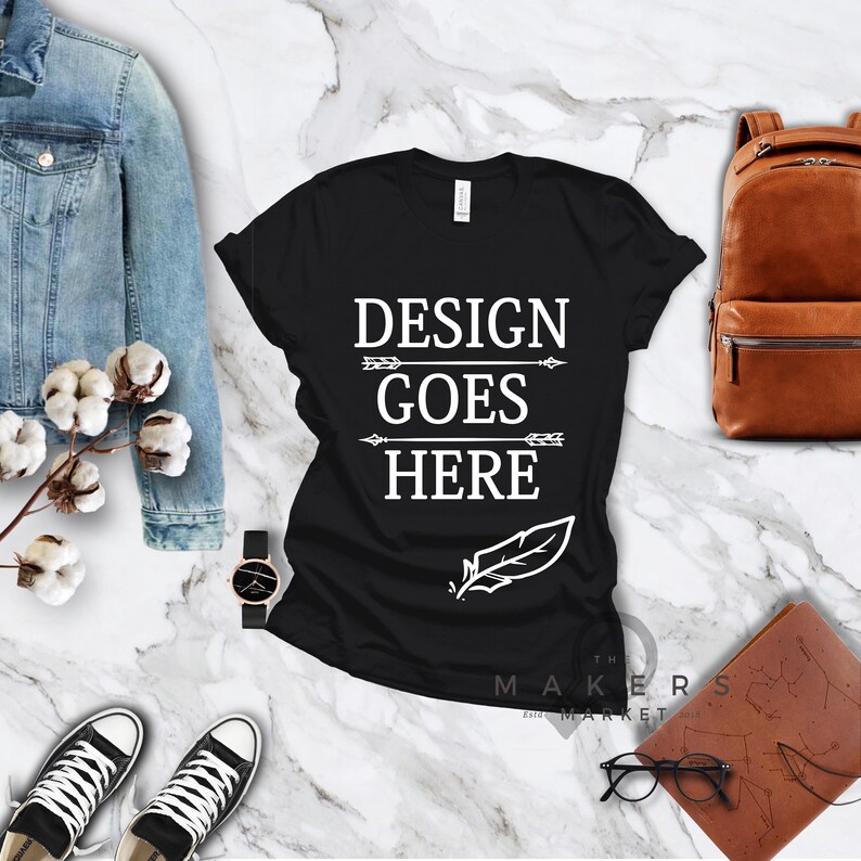 Download Vintage Black Adult T-Shirt/ T-Shirt Mock-up Bella Canvas ...