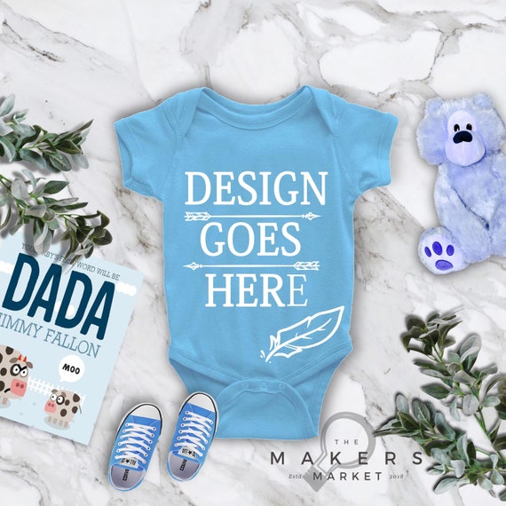 Baby Blue Bodysuit Mock Up Bodysuit Download Baby Bodysuit Etsy