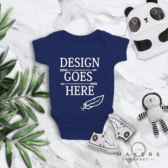 Navy Blue Bodysuit Mock Up Bodysuit Download Baby Bodysuit Etsy