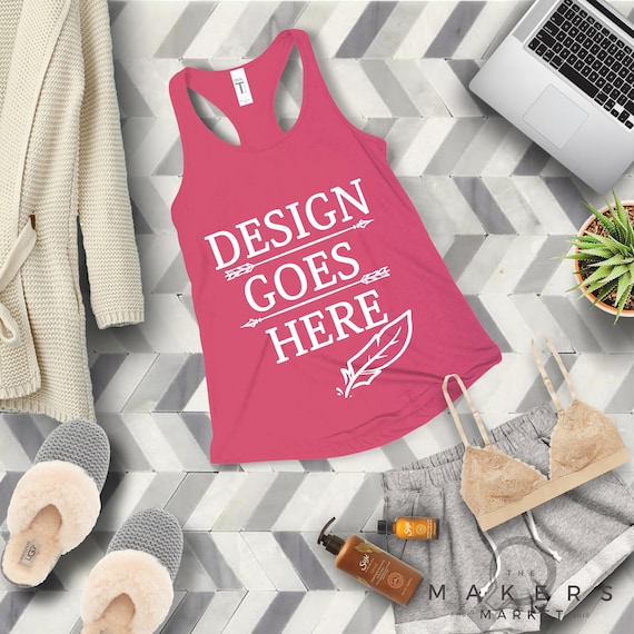 Hot Pink Tank Mock Up Next Level Tanks Next Level 1533 Etsy