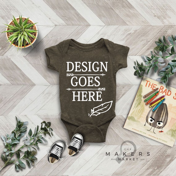 Olive Triblend Bodysuit Mock Up Bella Canvas Bodysuits 134b Etsy