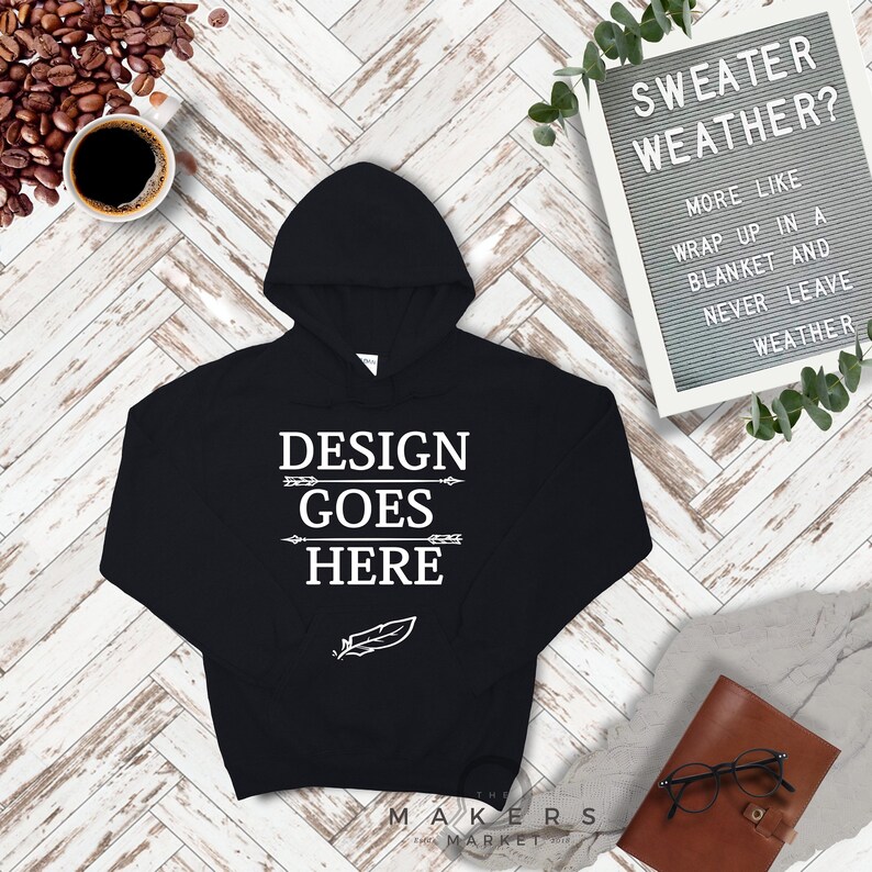 Download Black Hoodie Mock-up Gildan 18500 Sweaters/ Hooded Sweater ...