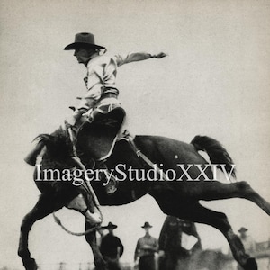 Riding Cowboy Western Arizona Frontier Horseback Black and White Antique Vintage Photograph Instant Digital Download