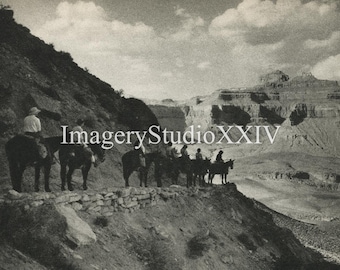 Horseback Cowboys Western Expansion Arizona Black and White Antique Vintage Photograph Instant Digital Download