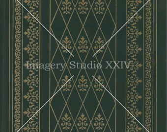 Green Ornamental Book Cover Antique Vintage Photograph Instant Digital Download