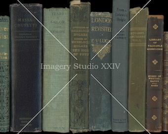 Libro Spines Antique Vintage Photograph Instant Digital Download Fondo Transparente