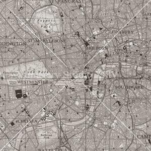 Mapa vintage de Londres em preto e branco, ilustração de fotografia vintage antiga, download digital instantâneo