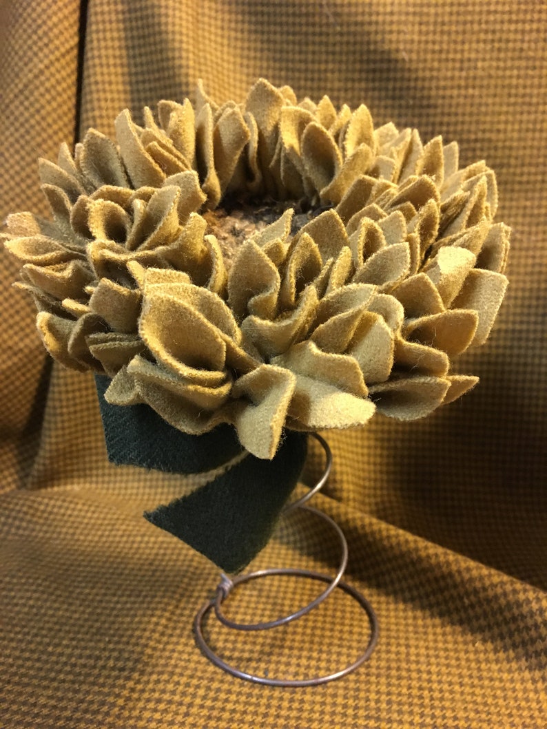 Rug Hooked Wool Flower on Spring