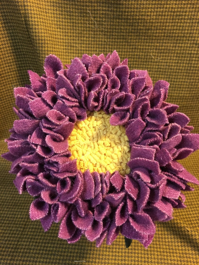 Rug Hooked Wool Flower on Spring