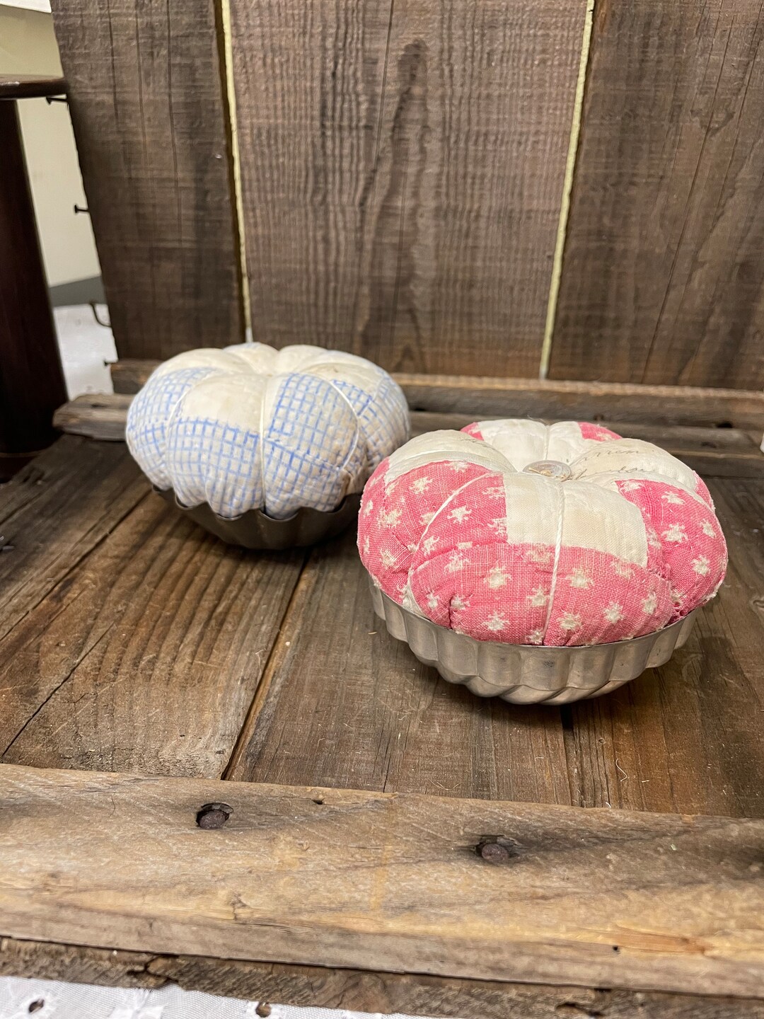 Vintage Quilt Pin Cushion in Tin Etsy