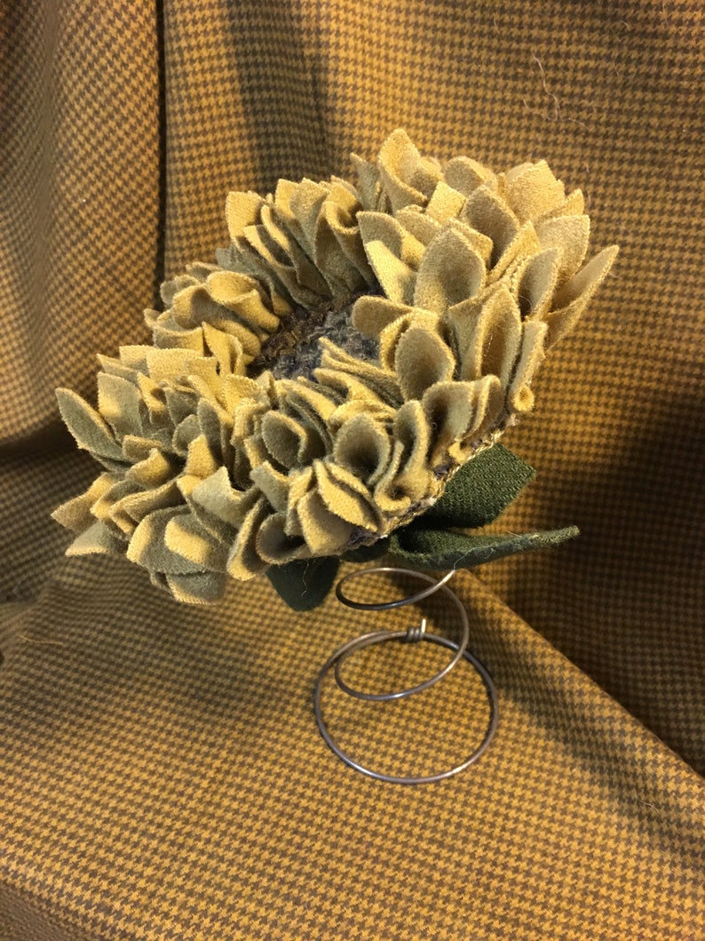Rug Hooked Wool Flower on Spring