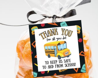 Bus Driver Gift Tags, Bus Driver Appreciation Gift Tags, Appreciation Gift Tags, Printable Treat Tags