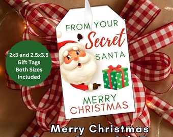 Printable Secret Santa Gift Tags, Christmas Treat Tag (PDF)