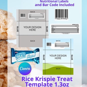 Editable Rice Krispies Treat Label Template, 1.3 oz (Canva PNG PDF SVG)