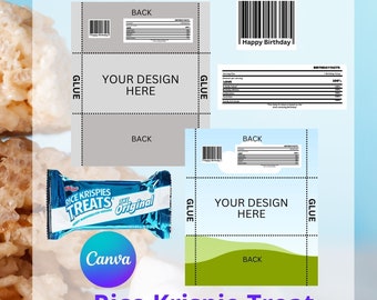Editable Rice Krispies Treat Label Template, 1.3 oz (Canva PNG PDF SVG)