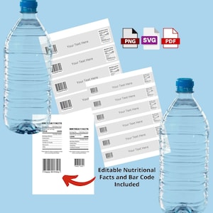 Water Bottle Label Template, Water Bottle Template, Blank Water Bottle Wrapper Template, Water Bottle Wrapper, Party Favor Template