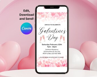 Editable Galentine's Day Mobile Evite Template (Digital Download)