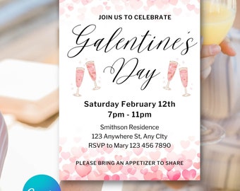 Editable Galentine's Day Invitation Template (5x7) (Digital Download)