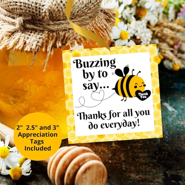 Appreciation Tag, Appreciation Gift Tag, Printable Appreciation Tag, Bee Gift Tag, Teacher Tag, Printable Teacher Tag, Bee Appreciation Tag