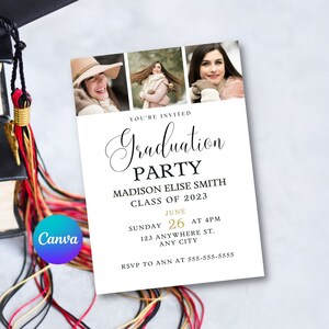 Graduation Party Invitation, Graduation Invitation Template, Editable Graduation Canva Template, Graduation Party Invitation Template