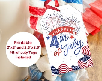 4th of July Gift Tags, Printable 4th of July Tag, 4th of July Gift Tag, July 4th Treat Tag, 4th of July Thank You Tag, Independence Day Tag