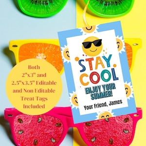 Etiqueta de regalo de verano, etiqueta de regalo de fin de año escolar, etiqueta de regalo editable, etiqueta de regalo editable, etiqueta de regalo para maestros imprimible, etiqueta de regalo para mantenerse fresco