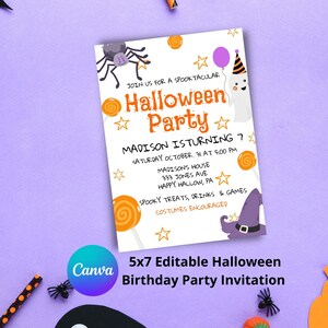 Halloween Birthday Invitation, Halloween Party Invite, Halloween Invitation Kid, Editable Halloween Invitation, Kids Birthday Invitation