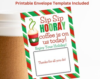 Presentkortshållare för julkaffe, Sip Sip Hooray (utskrivbar)