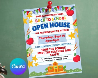 Back to School Flyer, School Open House Flyer, Editable School Flyer Template, Open House Flyer, Meet The Teacher Flyer, Back To School Tag