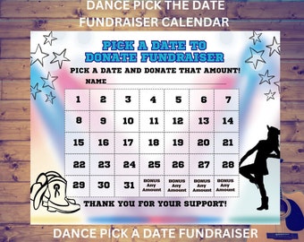 Dance Calendar Fundraiser, Pick a Date to Donate Printable, Dance Fundraiser, Sport Calendar Fundraiser, Dance Fundraiser Printable