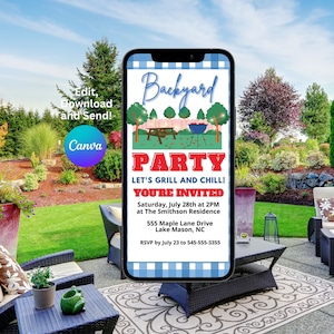 Mobile Invitation, Electronic Backyard Invitation, Backyard Party Evite Template, Backyard Party Evite Template, Party Evite, Text Invite
