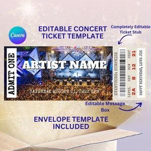 Konzert Ticket Vorlage, Surprise Konzertticket, Ticket Vorlage, Printable Konzertkarte, Konzert Geschenkgutschein, Event Ticket