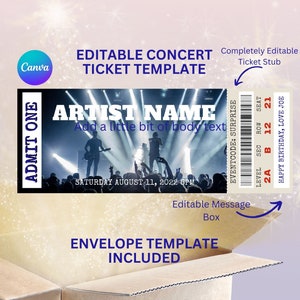 Concert Ticket Template, Surprise Concert Ticket, Ticket Template, Printable Concert Ticket, Concert Gift Certificate, Event Ticket