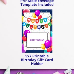 Birthday Gift Card Holder, Gift Card Holder, Happy Birthday Card Holder, Birthday Gift Card, Printable Gift Card Holder, Party Gift Card