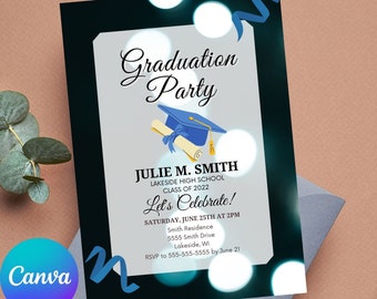 Graduation Party Invitation, Graduation Invitation Template, Editable Graduation Canva Template, Graduation Party Invitation Template