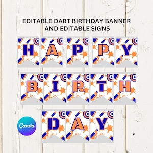 Dart Party Birthday Banner, Dart Party BannerTemplate, Dart Birthday Banner, Boy Birthday Banner, Editable Dart Party Banner, Bunting Banner