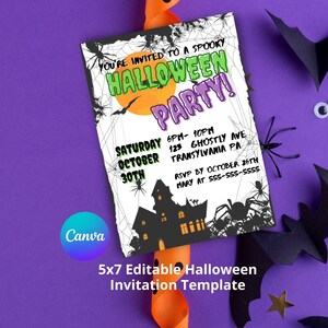 Halloween Invitation, Halloween Party Invitation Template, Halloween Birthday Invitation,  Editable Halloween Invitation, Halloween Invite