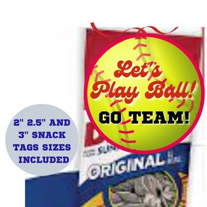 Softball Gift Tags,  Softball Treat Tags, Let&#39;s Play Ball Treat Tags, Good Luck Treat Tags, Softball Snack Tags,  Printable Treat Tags