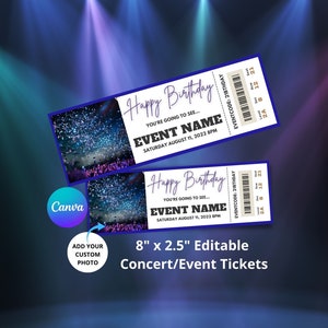 Geburtstags-Konzertkarte, Geburtstags-Konzertkarte, Geburtstags-Konzertkarte, Ticket-Vorlage, Druckbare Konzertkarte, Konzertkarte Geschenkgutschein, Veranstaltungs-Karte